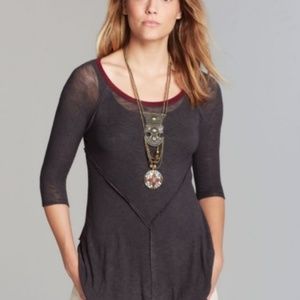 Intimately Free People Weekend Layering Gray Sheer Tunic Shirt XS
